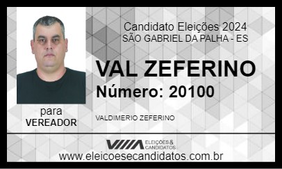 Candidato VAL ZEFERINO 2024 - SÃO GABRIEL DA PALHA - Eleições