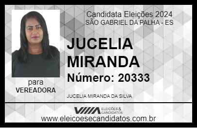 Candidato JUCELIA MIRANDA 2024 - SÃO GABRIEL DA PALHA - Eleições