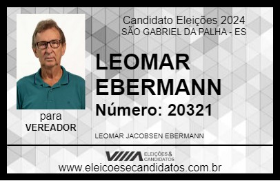 Candidato LEOMAR EBERMANN 2024 - SÃO GABRIEL DA PALHA - Eleições