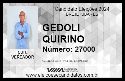 Candidato GEDOLI QUIRINO 2024 - BREJETUBA - Eleições