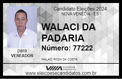 Candidato WALACI DA PADARIA 2024 - NOVA VENÉCIA - Eleições