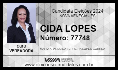 Candidato CIDA LOPES 2024 - NOVA VENÉCIA - Eleições