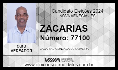 Candidato ZACARIAS 2024 - NOVA VENÉCIA - Eleições