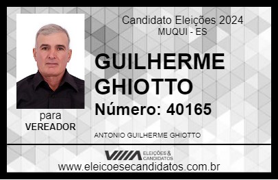 Candidato GUILHERME GHIOTTO 2024 - MUQUI - Eleições