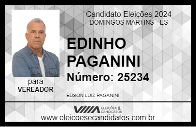 Candidato EDINHO PAGANINI 2024 - DOMINGOS MARTINS - Eleições