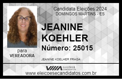 Candidato JEANINE KOEHLER 2024 - DOMINGOS MARTINS - Eleições