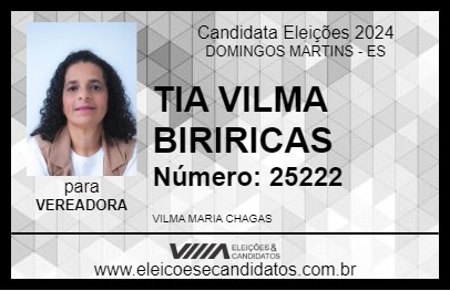 Candidato TIA VILMA BIRIRICAS 2024 - DOMINGOS MARTINS - Eleições