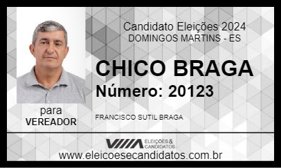 Candidato CHICO BRAGA 2024 - DOMINGOS MARTINS - Eleições