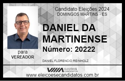 Candidato DANIEL DA MARTINENSE 2024 - DOMINGOS MARTINS - Eleições