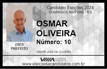 Candidato OSMAR OLIVEIRA 2024 - DOMINGOS MARTINS - Eleições