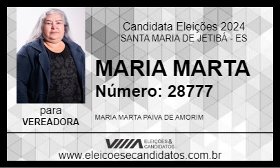 Candidato MARIA MARTA 2024 - SANTA MARIA DE JETIBÁ - Eleições