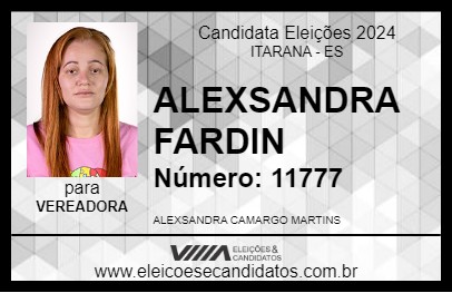 Candidato ALEXSANDRA FARDIN 2024 - ITARANA - Eleições