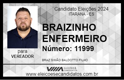 Candidato BRAIZINHO ENFERMEIRO 2024 - ITARANA - Eleições