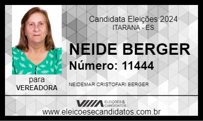 Candidato NEIDE BERGER 2024 - ITARANA - Eleições