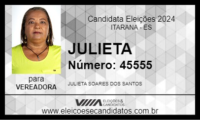 Candidato JULIETA 2024 - ITARANA - Eleições