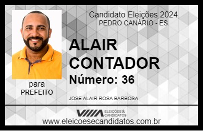 Candidato ALAIR CONTADOR 2024 - PEDRO CANÁRIO - Eleições