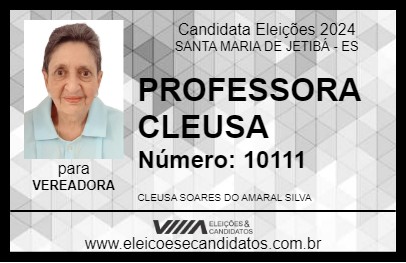 Candidato PROFESSORA CLEUSA 2024 - SANTA MARIA DE JETIBÁ - Eleições