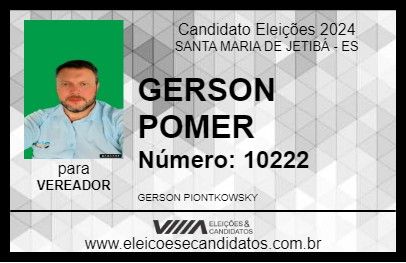 Candidato GERSON POMER 2024 - SANTA MARIA DE JETIBÁ - Eleições