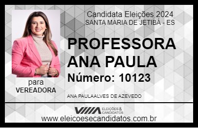 Candidato PROFESSORA ANA PAULA 2024 - SANTA MARIA DE JETIBÁ - Eleições