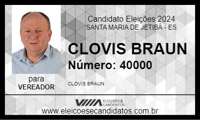 Candidato CLOVIS BRAUN 2024 - SANTA MARIA DE JETIBÁ - Eleições