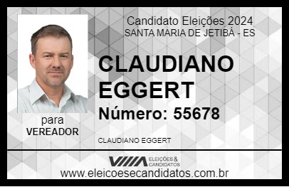 Candidato CLAUDIANO EGGERT 2024 - SANTA MARIA DE JETIBÁ - Eleições