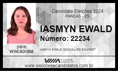 Candidato IASMYN EWALD 2024 - PANCAS - Eleições