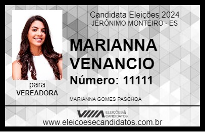 Candidato MARIANNA VENANCIO 2024 - JERÔNIMO MONTEIRO - Eleições