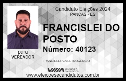 Candidato FRANCISLEI DO POSTO 2024 - PANCAS - Eleições