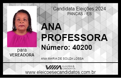 Candidato ANA PROFESSORA 2024 - PANCAS - Eleições