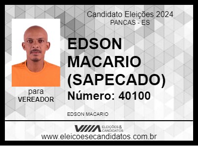 Candidato EDSON MACARIO (SAPECADO) 2024 - PANCAS - Eleições