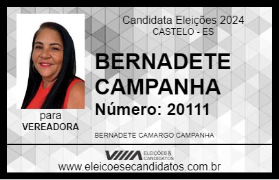 Candidato BERNADETE CAMPANHA  2024 - CASTELO - Eleições