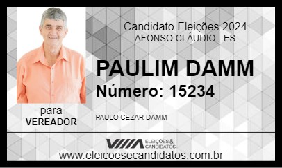 Candidato PAULIM DAMM 2024 - AFONSO CLÁUDIO - Eleições