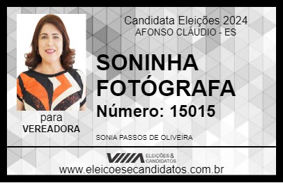 Candidato SONINHA FOTÓGRAFA 2024 - AFONSO CLÁUDIO - Eleições