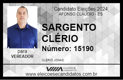 Candidato SARGENTO CLÉRIO  2024 - AFONSO CLÁUDIO - Eleições