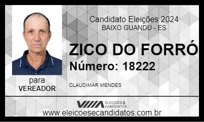 Candidato ZICO DO FORRÓ 2024 - BAIXO GUANDU - Eleições