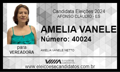 Candidato AMELIA VANELE 2024 - AFONSO CLÁUDIO - Eleições