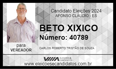 Candidato BETO XIXICO 2024 - AFONSO CLÁUDIO - Eleições