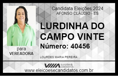 Candidato LURDINHA DO CAMPO VINTE 2024 - AFONSO CLÁUDIO - Eleições