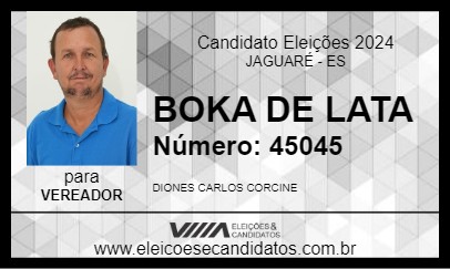 Candidato BOKA DE LATA 2024 - JAGUARÉ - Eleições