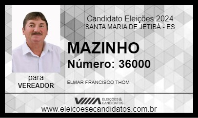 Candidato MAZINHO THOM 2024 - SANTA MARIA DE JETIBÁ - Eleições