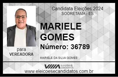 Candidato MARIELE GOMES 2024 - SOORETAMA - Eleições