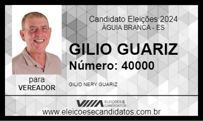 Candidato GILIO GUARIZ 2024 - ÁGUIA BRANCA - Eleições