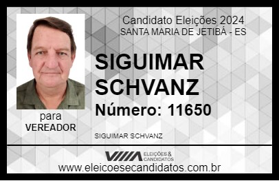 Candidato SIGUIMAR SCHVANZ 2024 - SANTA MARIA DE JETIBÁ - Eleições