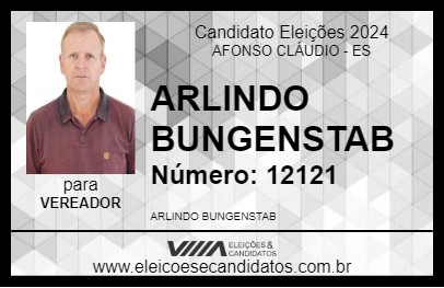 Candidato ARLINDO BUNGENSTAB 2024 - AFONSO CLÁUDIO - Eleições