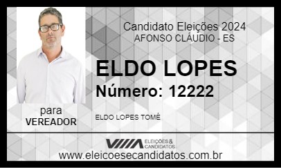 Candidato ELDO LOPES 2024 - AFONSO CLÁUDIO - Eleições