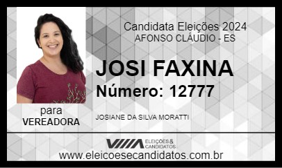 Candidato JOSI FAXINA 2024 - AFONSO CLÁUDIO - Eleições