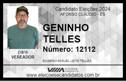 Candidato GENINHO TELLES 2024 - AFONSO CLÁUDIO - Eleições