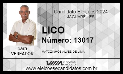 Candidato LICO 2024 - JAGUARÉ - Eleições