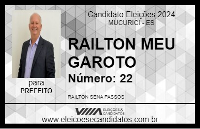 Candidato RAILTON MEU GAROTO 2024 - MUCURICI - Eleições