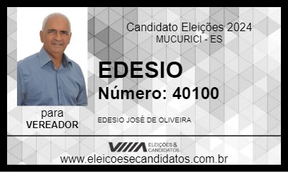 Candidato EDESIO 2024 - MUCURICI - Eleições